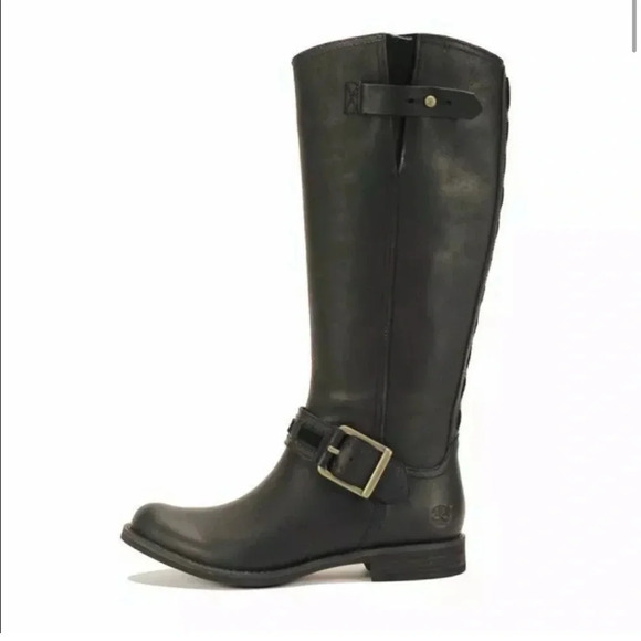 Timberland Savin Hill- Black Leather- Moto Boot- Buckle- Comfort-Stretch- Size 7 - Picture 1 of 16